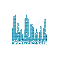 City skyline building pixels  illustration vector
