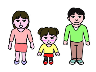 寄り添う若い3人家族