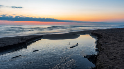 Before dawn on sea, long exposure photography
