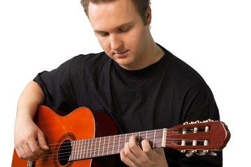 Man playing an acoustic guitar