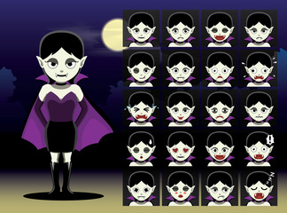 Obraz na płótnie Canvas Vampire Girl Cartoon Emotion faces Vector Illustration