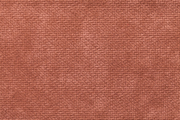 Light brown fluffy background of soft, fleecy cloth. Texture of light nappy textile, closeup.