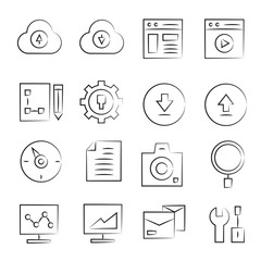hand drawn web icon set