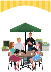 カフェ　注文　男女　イラスト
