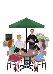 カフェで注文する　女性　イラスト A3サイズ
