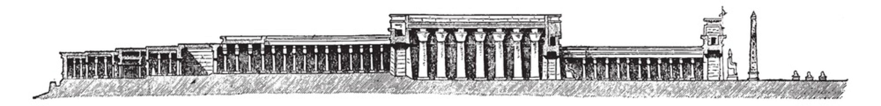 Luxor Temple, Amun,  vintage engraving.