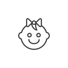 Obraz premium Baby girl outline icon. linear style sign for mobile concept and web design. Newborn Face simple line vector icon. Symbol, logo illustration. Pixel perfect vector graphics