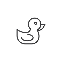 Bath Duck outline icon. linear style sign for mobile concept and web design. Rubber duck simple line vector icon. Symbol, logo illustration. Pixel perfect vector graphics