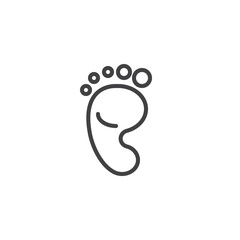 Obraz premium Baby footprint outline icon. linear style sign for mobile concept and web design. Baby feet simple line vector icon. Symbol, logo illustration. Pixel perfect vector graphics