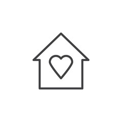 House with heart outline icon. linear style sign for mobile concept and web design. Love house simple line vector icon. Symbol, logo illustration. Pixel perfect vector graphics