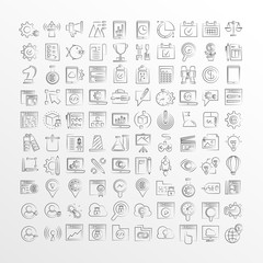 hand drawn seo and web marketing concept icons 
