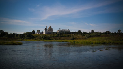 Fototapeta premium Exterior view to Mozhajskij Luzhetsky Feropontov Monastery, mozhaysk Moscow region, Russia