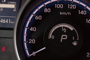 Close up of a Speedometer in a Car