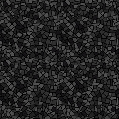 Fototapeta premium Abstract mosaic seamless pattern. Vector background. For design and decorate backdrop. Creative endless repeat texture. Ceramic tile fragments. Dark black art broken tiles trencadis.