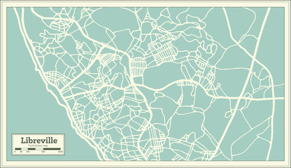 Libreville Gabon City Map in Retro Style. Outline Map.