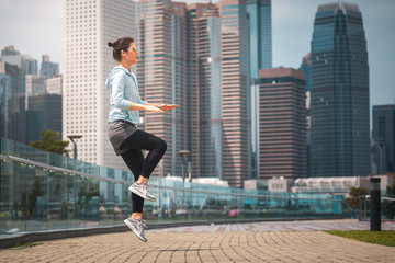 Woman doing workout in Hong Kong