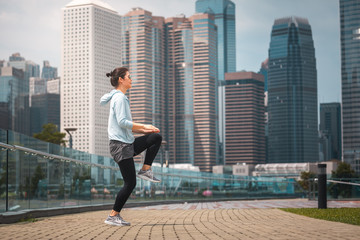 Woman doing workout in Hong Kong