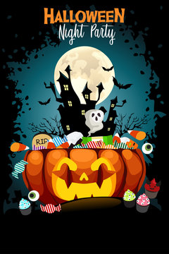 Halloween Night Party Poster Illustration