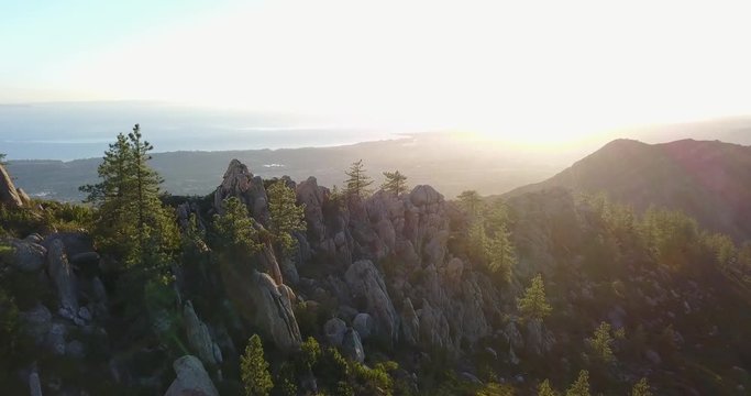 Beautiful Coastal Mountain Sunset Aerial Santa Barbara