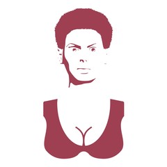 Face front view. Elegant silhouette of a lady.