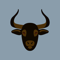 bull   face vector illustration flat style front 