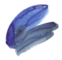 Black and blue brush strokes painted in watercolor on clean white background