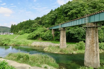 Fototapeta na wymiar 猊鼻渓　砂鉄川と橋梁