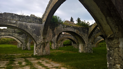 Fototapeta premium Panorama of Venetian Arsenal and Shipyard in Gouvia, Corfu, Greece