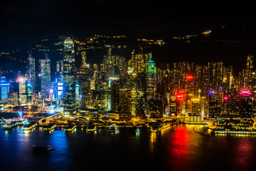 Fototapeta na wymiar Beautiful architecture building exterior cityscape of hong kong city skyline