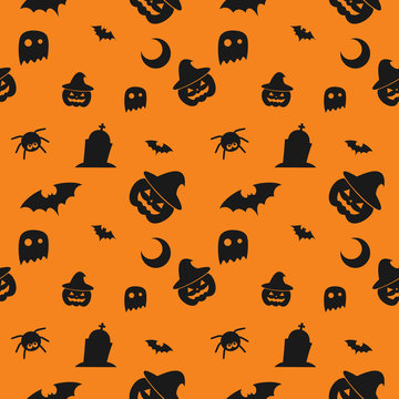 Halloween spider concept background for Halloween Party night. Seamless Pattern Halloween vector for Holiday with spider and web for banner, poster, greeting card, party invitation illustration.