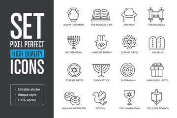 Set vector pixel perfect high quality lines icons