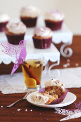 Cupcakes served with tea