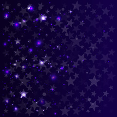 Night sky. Abstract background with stars. Flash of light. Vector illustration.