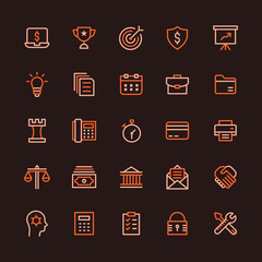 Business and Finance Multicolored Line Icon Set
