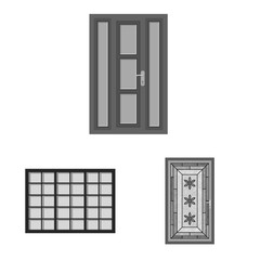 Vector design of door and front symbol. Collection of door and wooden stock symbol for web.