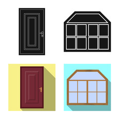 Vector design of door and front icon. Collection of door and wooden stock symbol for web.