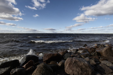 Fototapeta na wymiar Coastline with stones