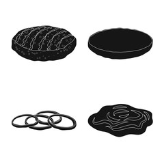 Vector illustration of burger and sandwich symbol. Collection of burger and slice stock vector illustration.