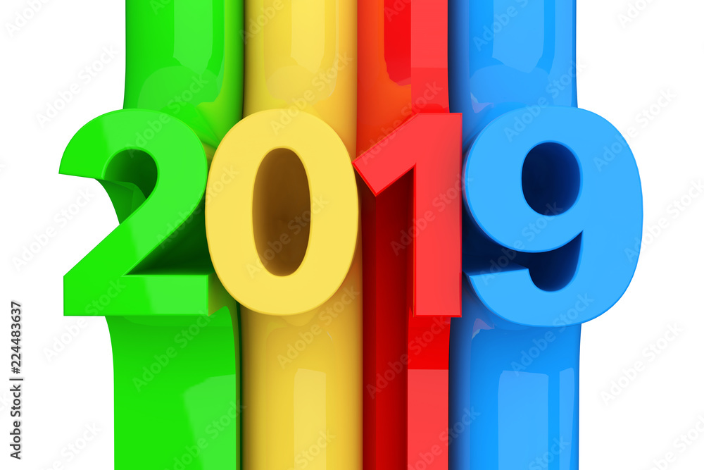 Poster Abstract New 2019 Year Sign. 3d Rendering