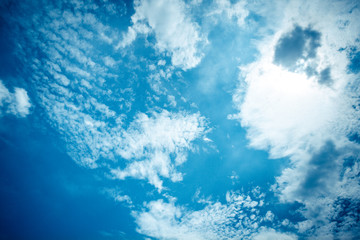 Fototapeta na wymiar Blue sky with clouds background.Sky daylight. Natural sky composition. Element of design.