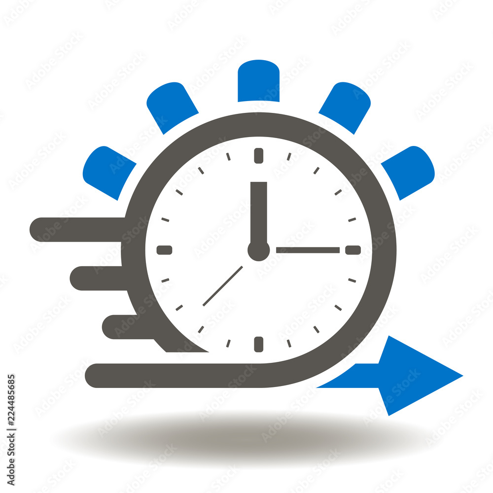 Poster alarm clock bright flash arrow vector icon. agile development symbol. creative idea time imagination
