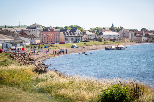 Prestonpans beach Scotland with shipwreck