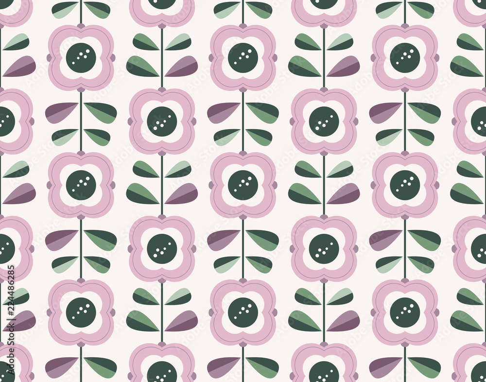 Poster seamless retro pattern with flowers