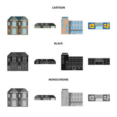 Vector design of building and front icon. Collection of building and roof stock symbol for web.