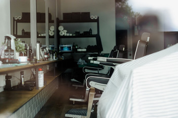 interior of a fashionable hairdresser, a barber's chair
