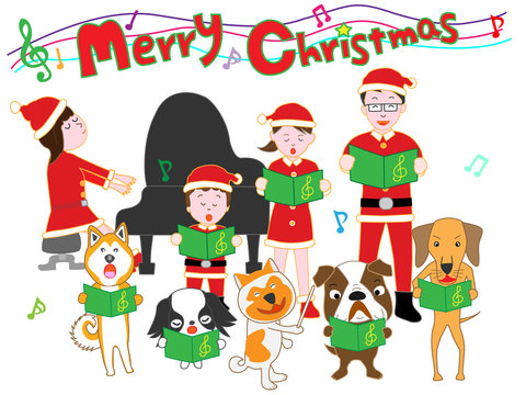 家族と犬のクリスマスコンサート