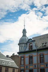 low angle view of building with spire, Hamar, Hedmark, Norway