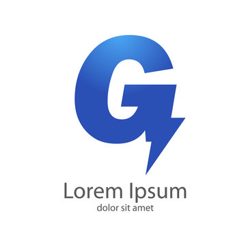 Logotipo letra G estilo rayo color azul