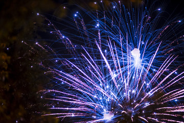 Christmas celebration neon sparkling explosion of fireworks