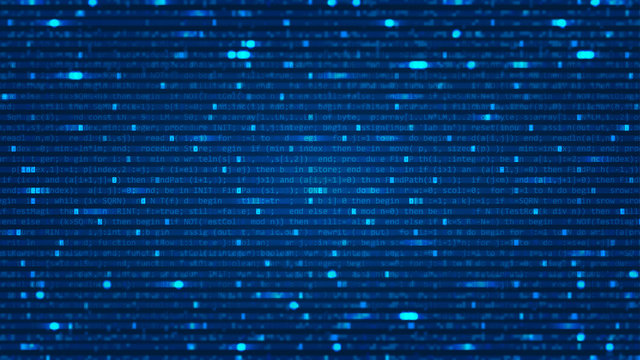 Abstract background with program computer code. Data backdrop with Blur Effect. Vector Illustration with concept of Programming. Technology Algorithm in Decryption and Encryption. Coding concept.